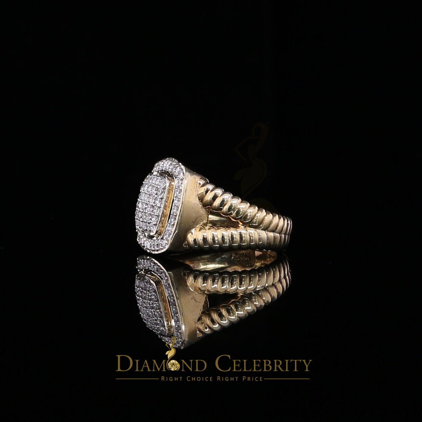 DiamondCelebritees 1.33ct Yellow Silver Square Cubic Zirconia Womens Adjustable Ring From SZ 8 to10