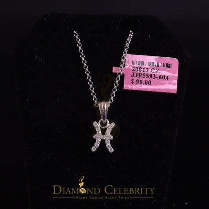 DiamondCelebritees 0.34ct Cubic Zirconia White Silver PISCES MARCH Month Pendant Men's & Women's