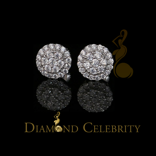 DiamondCelebritees  Aretes Para Hombre 925 White Silver 0.88ct Cubic Zirconia Round Women's Earring