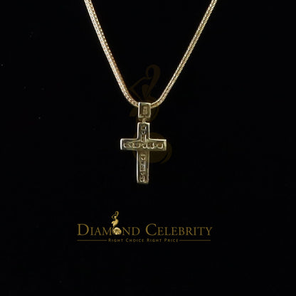 DiamondCelebritees  Real 0.33ct Diamond 925 Yellow Sterling Silver CROSS Charm Necklace Pendant