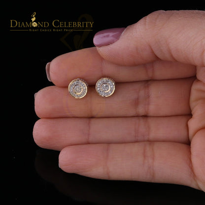 DiamondCelebritees 10K Real Yellow Gold Men's/Women's Real Micro Diamond 0.15CT Stud Earring