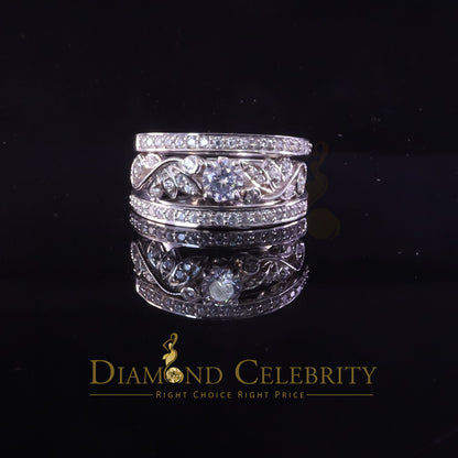 DiamondCelebritees 2.0ct Cubic Zirconia White 925 Sterling Silver Women 3PC Wedding Ring Size 7