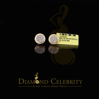 DiamondCelebritees 925 Sterling Silver 0.20 ct Diamond For Ladies & Mens Yellow Stud Round Earrings