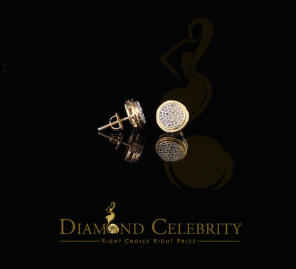 DiamondCelebritees 925 Sterling Silver 0.20 ct Diamond For Ladies & Mens Yellow Stud Round Earrings