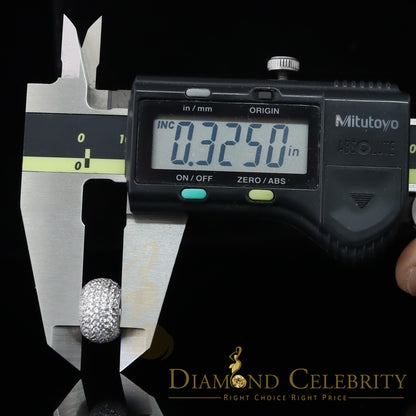 DiamondCelebritees Women's Fancy White Big 925 Sterling Silver Slide Ball Pendant W/ Cubic Zirconia