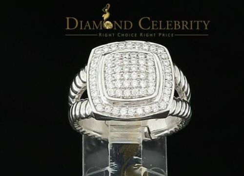 DiamondCelebritees 1.33ct White Silver Square Cubic Zirconia Womens Adjustable Ring From SZ 8 to 10