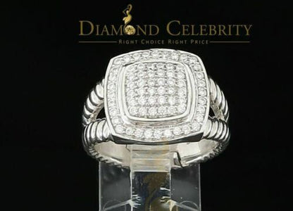 DiamondCelebritees 1.33ct White Silver Square Cubic Zirconia Womens Adjustable Ring From SZ 8 to 10