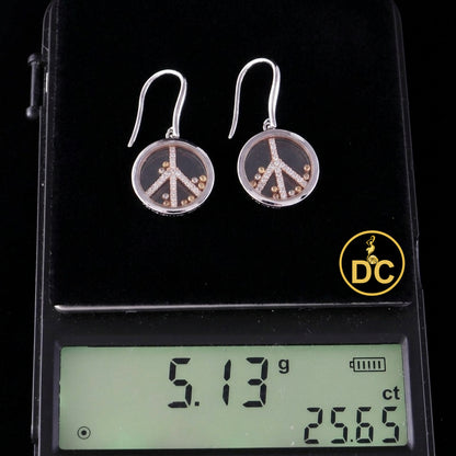 DiamondCelebritees  White Men's Hip Hop CZ Round dangling 925 Sterling SilverCZ Earrings