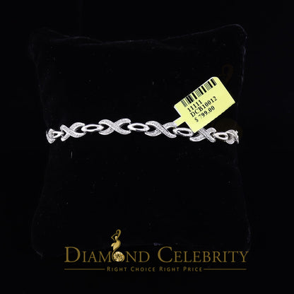 Diamondcelebritees 925 Silver White Exotic Design Bracelet Size 7 Inch 0.20CT Genuine Diamonds