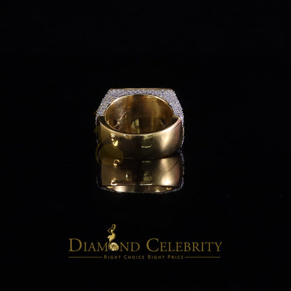 DiamondCelebritees Men's Baguette 4.50ct VVS 'D' Moissanite Yellow Silver 3D Rectangle Rings SZ 10