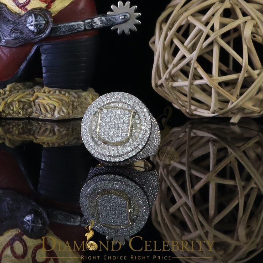 DiamondCelebritees White Sterling Silver11.50ct Cubic Zirconia Men's Adjustable Ring SZ 9.5 to11.5