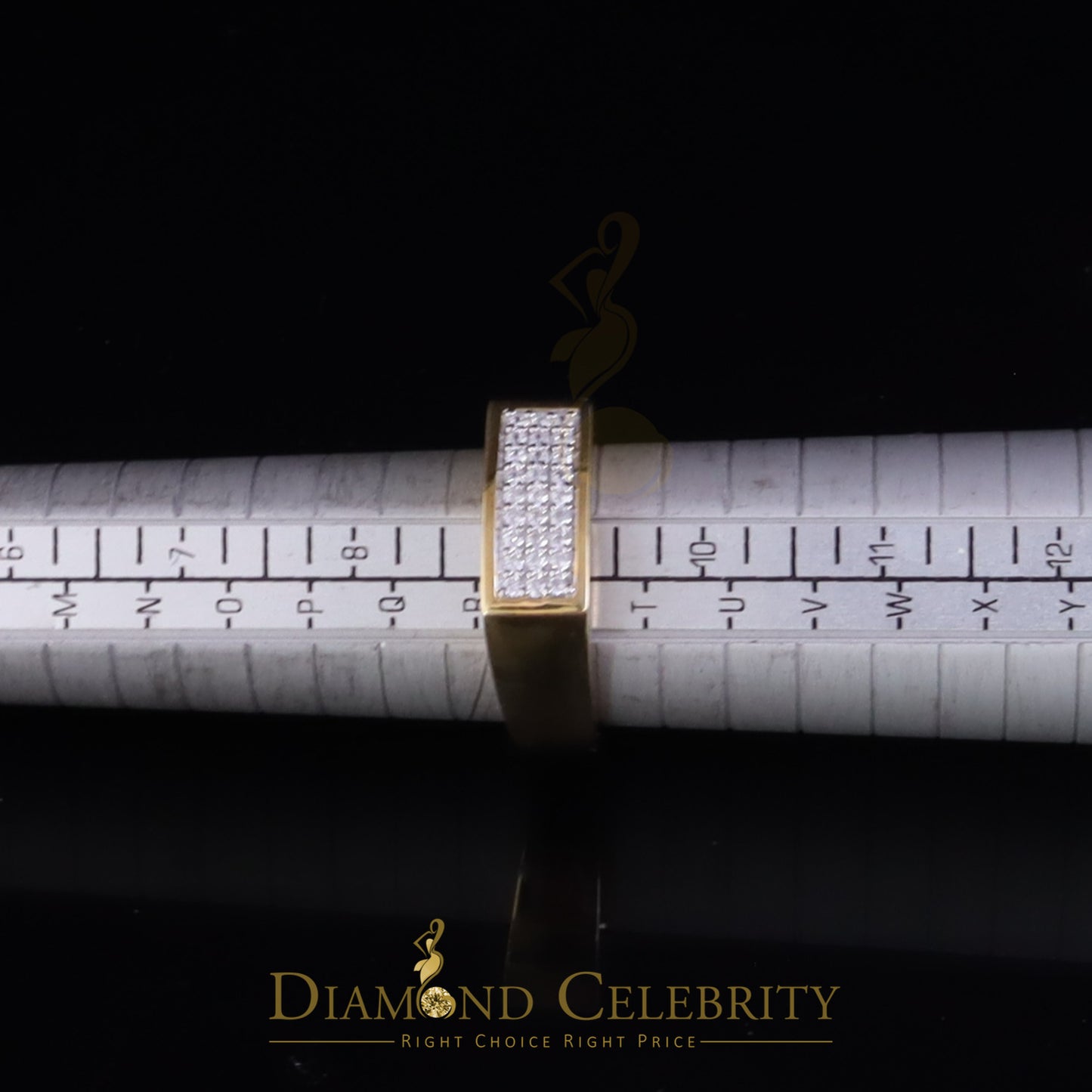 DiamondCelebritees Sterling Mens 0.81ct Yellow Cubic Zirconia Silver Rectangle Fashion Ring Size 9