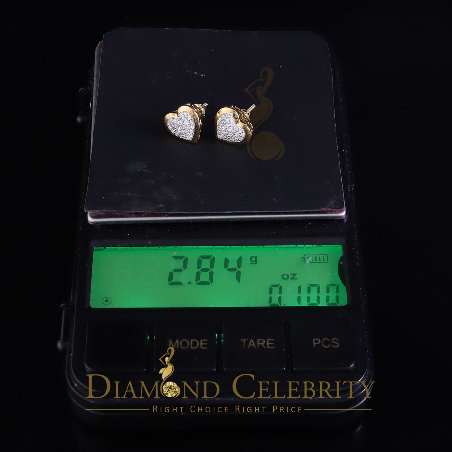 DiamondCelebritees  925 Sterling Yellow Silver 0.71ct Cubic Zirconia Heart Women's Stud Earrings