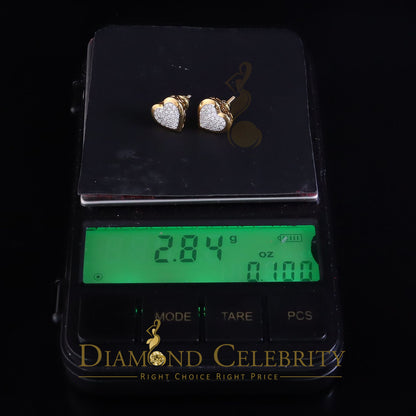 DiamondCelebritees  925 Sterling Yellow Silver 0.71ct Cubic Zirconia Heart Women's Stud Earrings