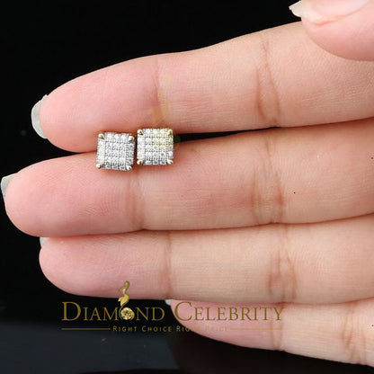DiamondCelebritees  Yellow 925 Sterling Silver Women's & Men's 1.68ct Cubic Zirconia Square Earrings