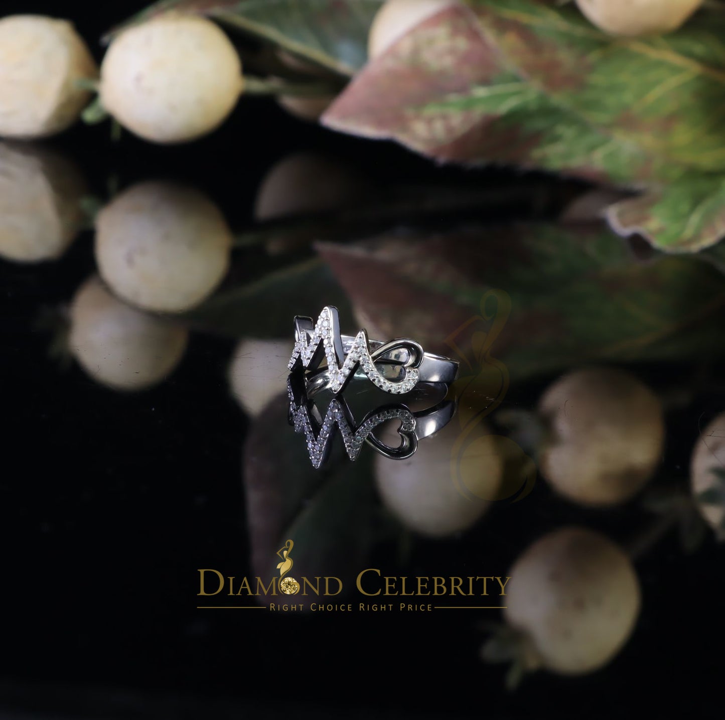 DiamondCelebritees Diamond Celebrity 0.50ct Cubic Zirconia White Silver Womens Hearts Ring Size 8