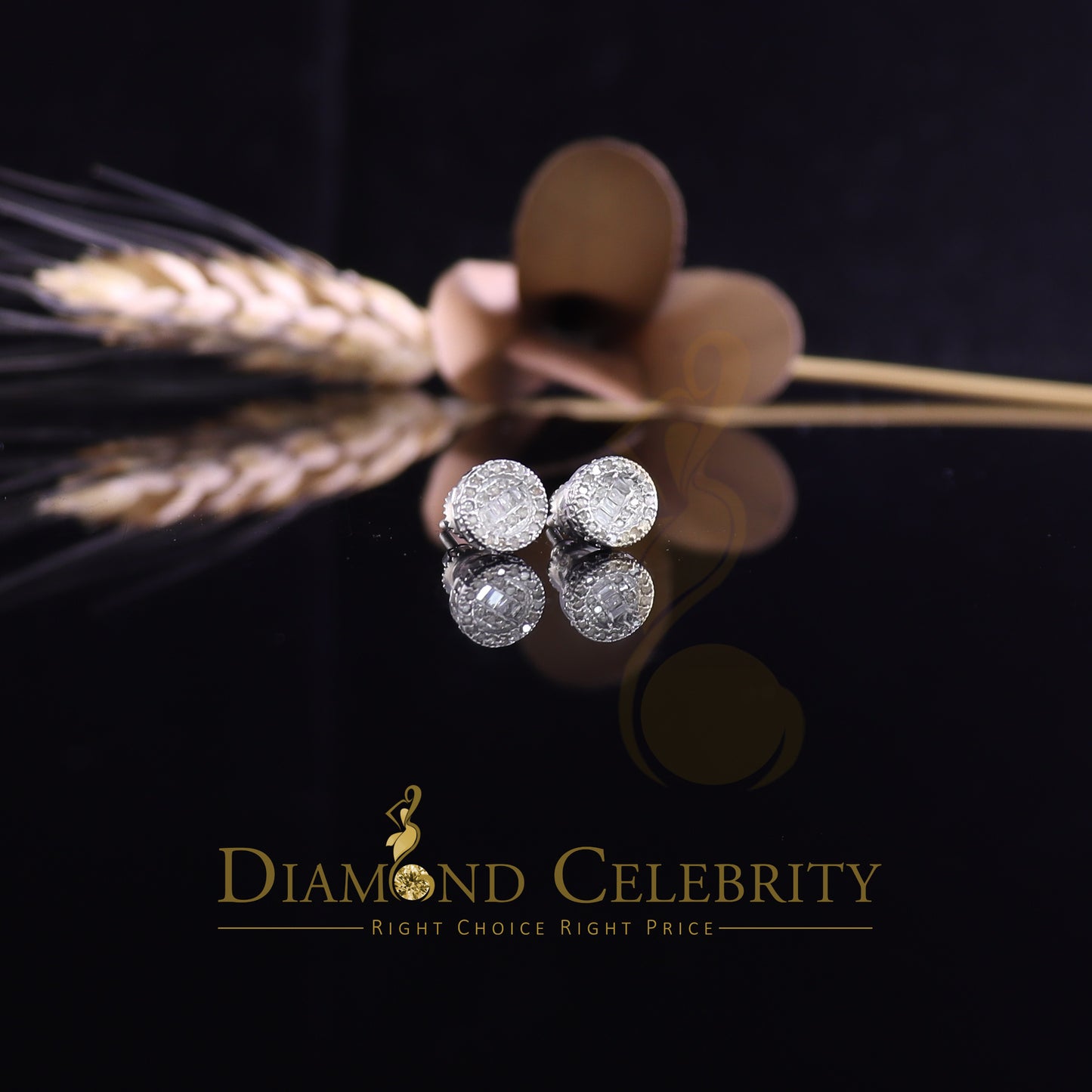 DiamondCelebritees 925 White Silver 0.20ct Real Diamond Women's/Men's Round Fashion Earrings