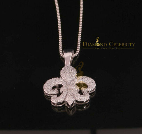 DiamondCelebritees White 925 Sterling Silver Fleur De Lis Shape Pendant with 4.59ct Cubic Zirconia