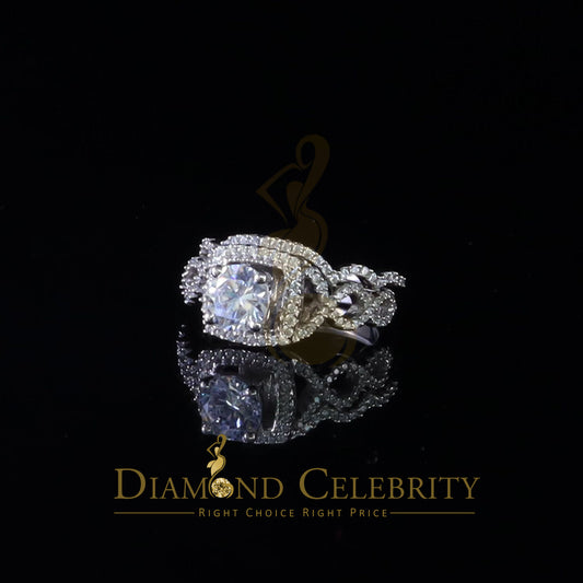 DiamondCelebritees Sterling Silver Square Cubic Zirconia 1.80ct Bridal White Womens Ring Size 7