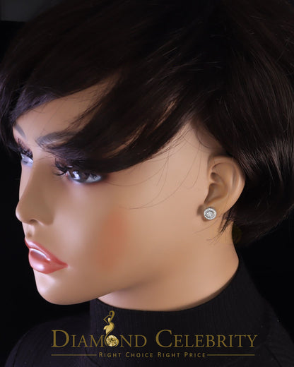 Aretes Para Hombre 925 White Silver Women's 0.5ct Moissanite Round Earrings