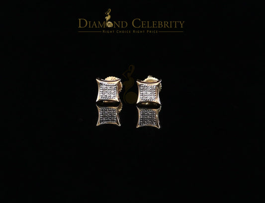 DiamondCelebritees 10K Real Yellow Gold with 0.05ct Real Diamond Square Stud Earring for Men/Women