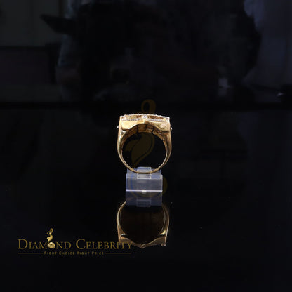 0.66ct Men's Real Diamond 925 Yellow Silver Big Mirage Set Square Rings Size 10