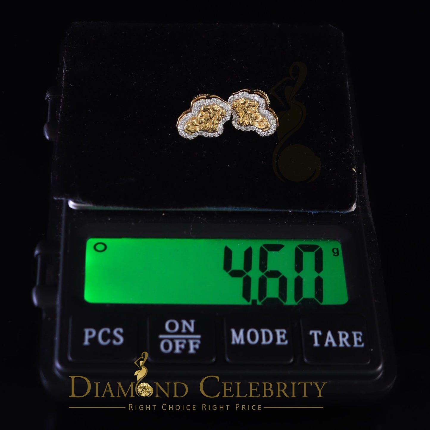DiamondCelebritees 1.00ct Moissanite Yellow 925 Sterling Silver Women's Nugget Earrings