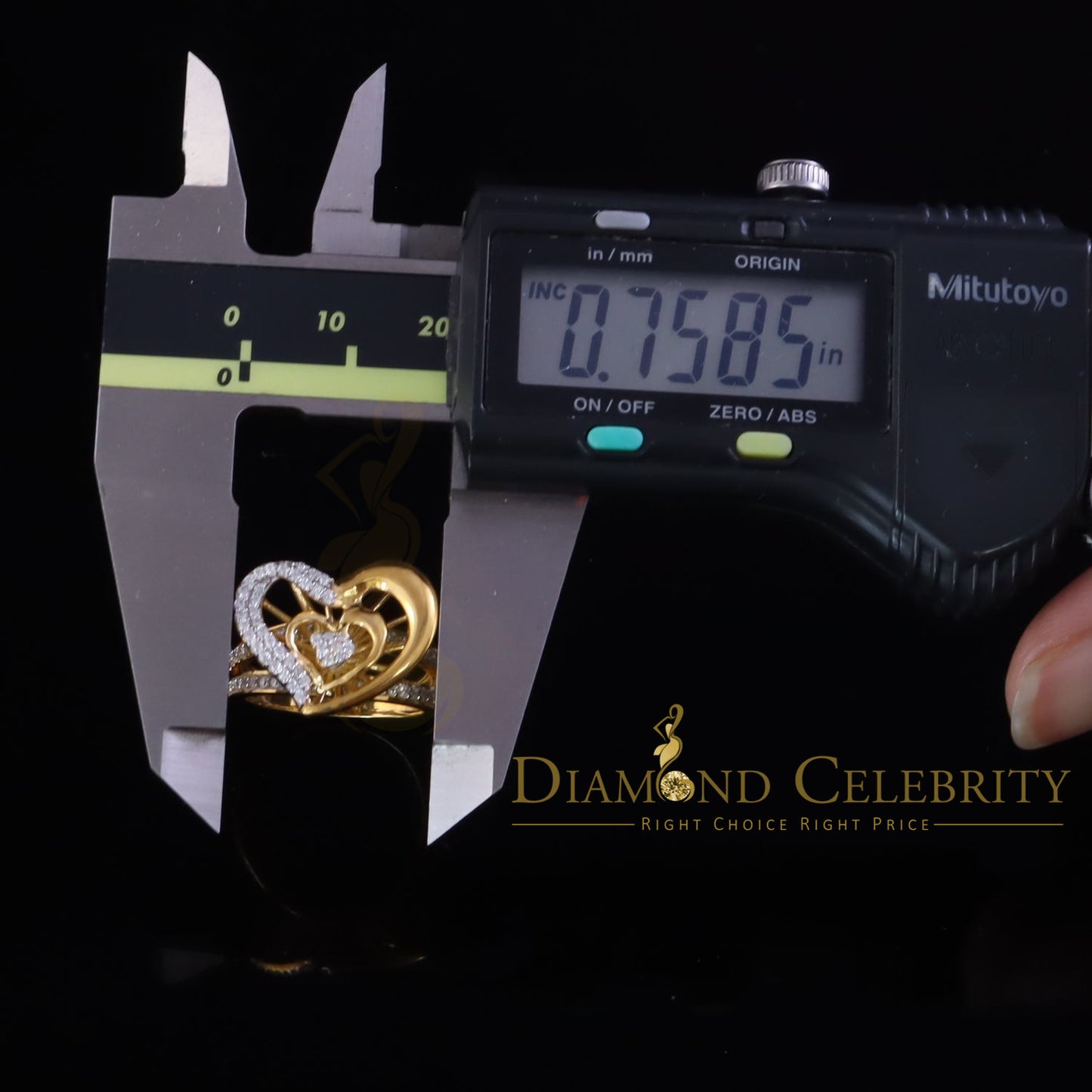 DiamondCelebritees 85 Cubic Zirconia Stones Baguette 925 Silver Yellow Dual Heart Women Ring Size 7