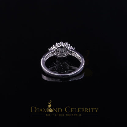 DiamondCelebritees 1.00ct Cubic Zirconia Sterling White Silver Flower Engagement Womens Ring Size 7