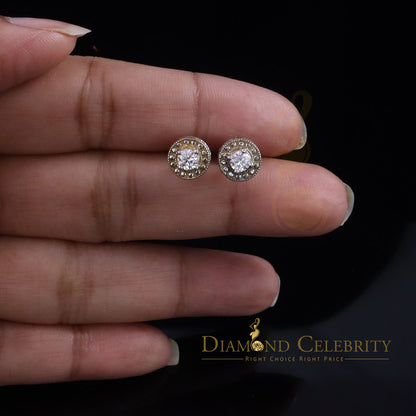 DiamondCelebritees Men's/Womens 925 Silver Yellow 0.50ct VVS 'D' Moissanite Round Stud Earrings