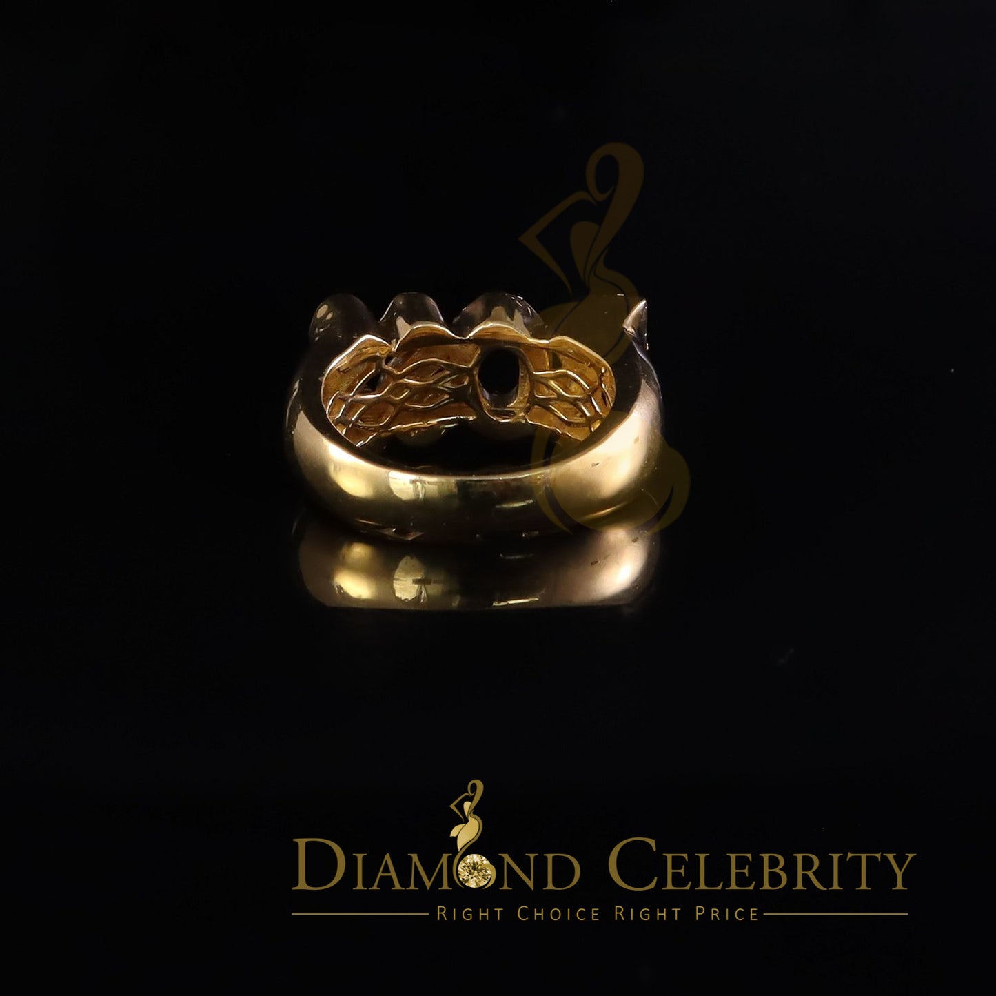 DiamondCelebritees Stylish "BOSS" 925 Silver Yellow 0.50ct Micro Real Diamond Men's Band Ring SZ 8