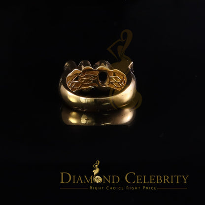 DiamondCelebritees Stylish "BOSS" 925 Silver Yellow 0.50ct Micro Real Diamond Men's Band Ring SZ 8