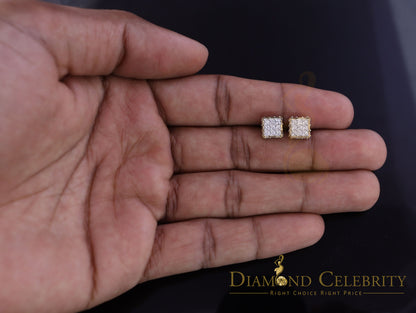 DiamondCelebritees  925 Yellow Silver Screw Back Cubic Zirconia 5.94ct Women & Men Square Earrings