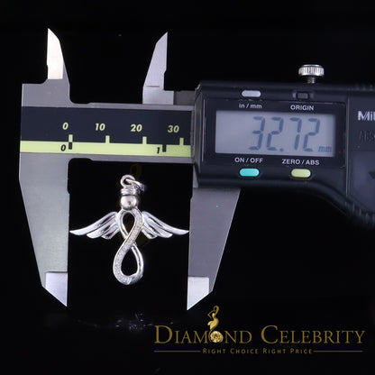 DiamondCelebritees  NEW Real 0.05CT Diamond Infinity with Wings Silver White Charm Necklace Pendant