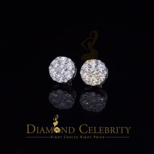 DiamondCelebritees  925 Sterling White Silver Cubic Zirconia Women & Men Round Stud Earrings