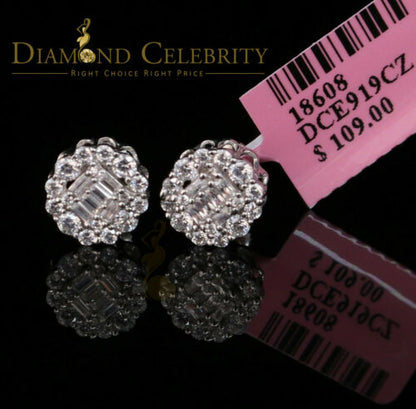 DiamondCelebritees  Hip Hop 0.94ct Cubic Zirconia 925 White Sterling Silver Women's Flower Earring