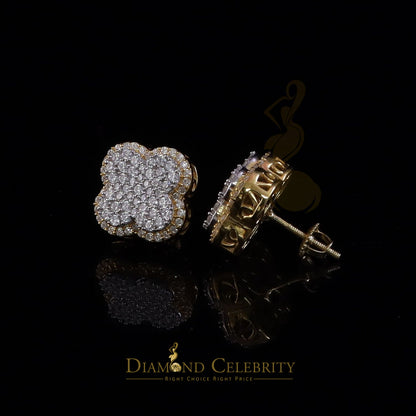 DiamondCelebritees New 1.00ct 925 Sterling Silver Yellow Moissanite Clover Stud Earrings For Women