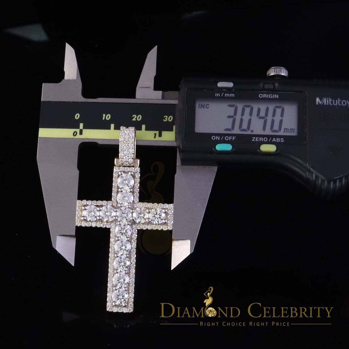 Diamondcelebritees Moissanite Men's & Women 7.50ct VVS D Sterling Yellow Silver Charm Cross Pendant