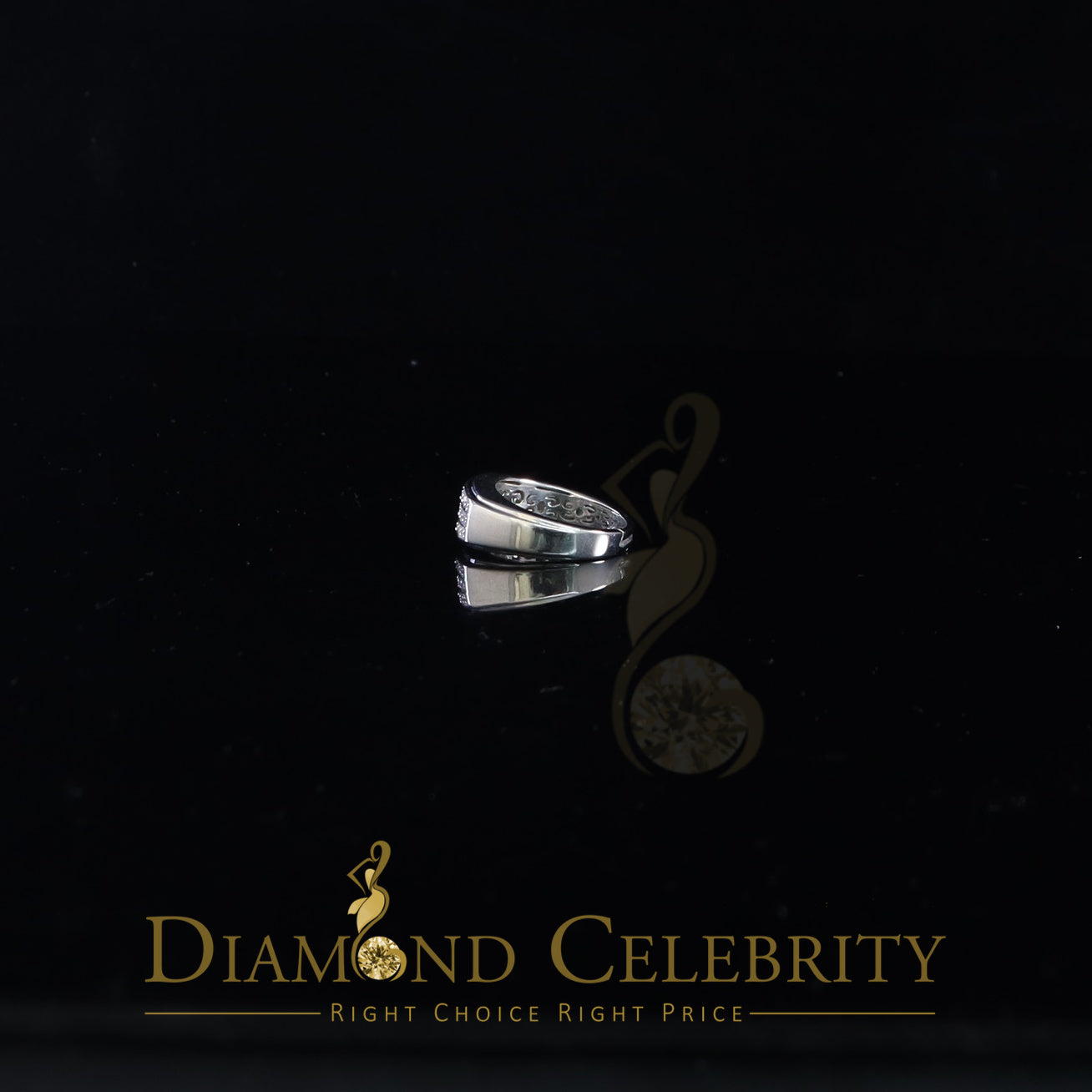 DiamondCelebritees Diamond Celebrity 925 White Sterling Silver 27 Cubic Zirconia Mens Ring Size 8.5