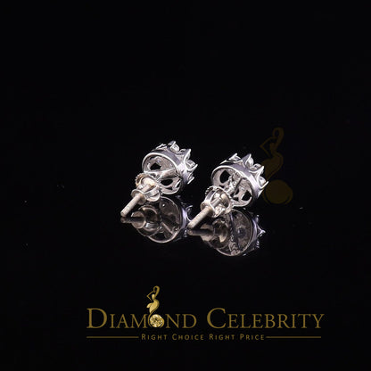 DiamondCelebritees  White 925 Silver Cubic 0.14ct Zirconia Women's & Men's Hip Hop Flower Earrings