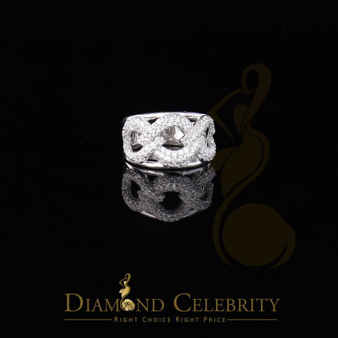DiamondCelebritees 925 Sterling White Silver Round chain 2.0ct Cubic Zirconia Womens Ring Size 7