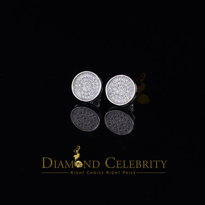DiamondCelebritees  0.78ct Cubic Zirconia 925 Yellow Silver Women's & Men's Hip Hop Round Earrings