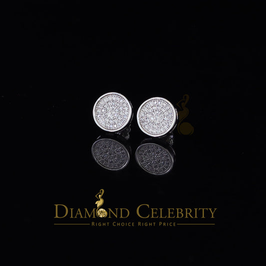 DiamondCelebritees  0.78ct Cubic Zirconia 925 Yellow Silver Women's & Men's Hip Hop Round Earrings