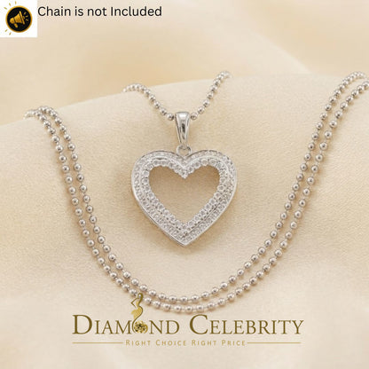 DiamondCelebritees  Real 0.10ct Diamond Sterling Silver HEART White Charm Fashion Necklace Pendant