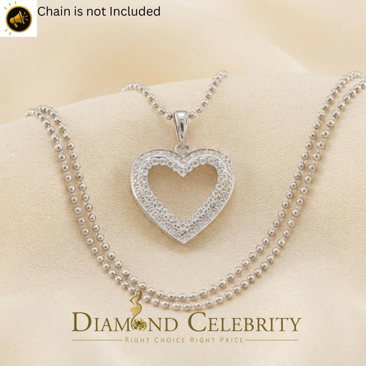 DiamondCelebritees  Real 0.10ct Diamond Sterling Silver HEART White Charm Fashion Necklace Pendant