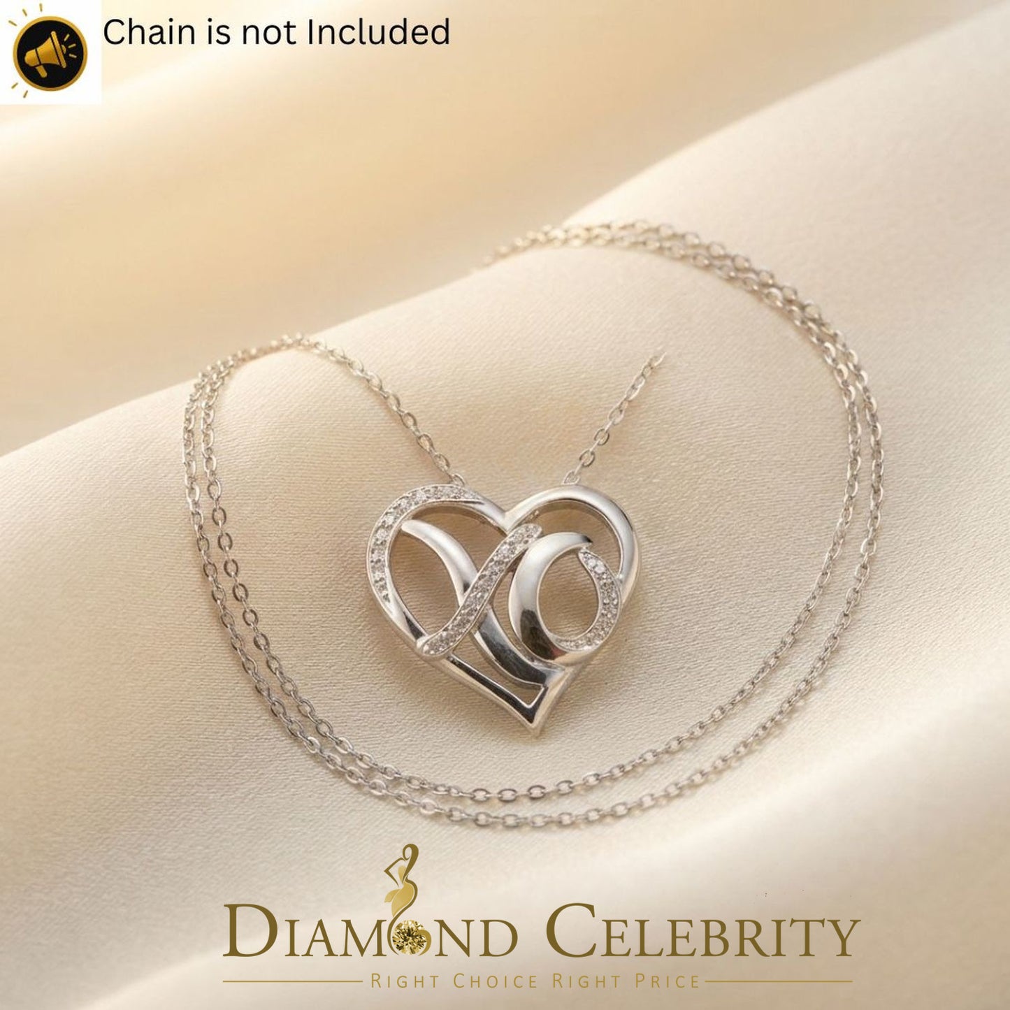 DiamondCelebritees  0.10ct Real Diamond Valentine Special "HEART" Pendant 925 Sterling Silver White