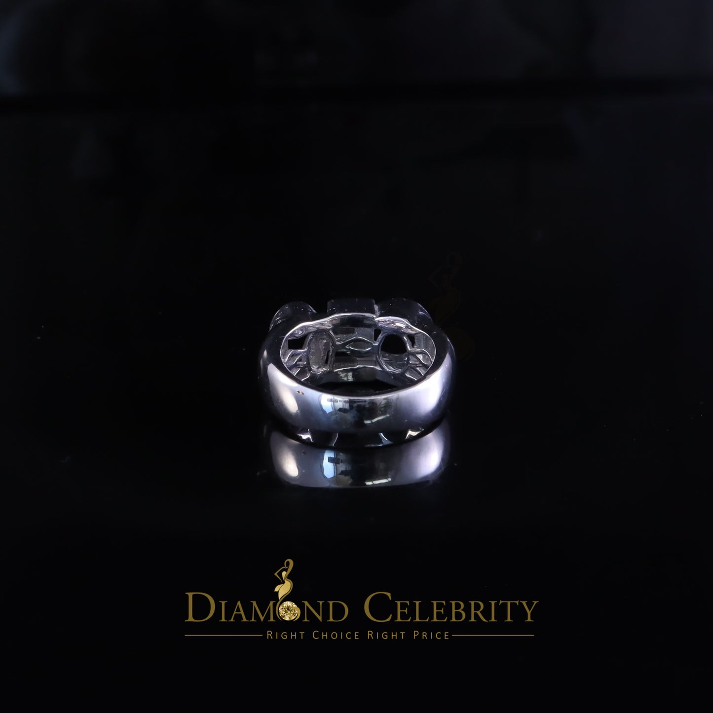 DiamondCelebritees Stylish 925 White Silver 0.40ct Real Micro Diamond Men's "CEO" word Ring SZ 8