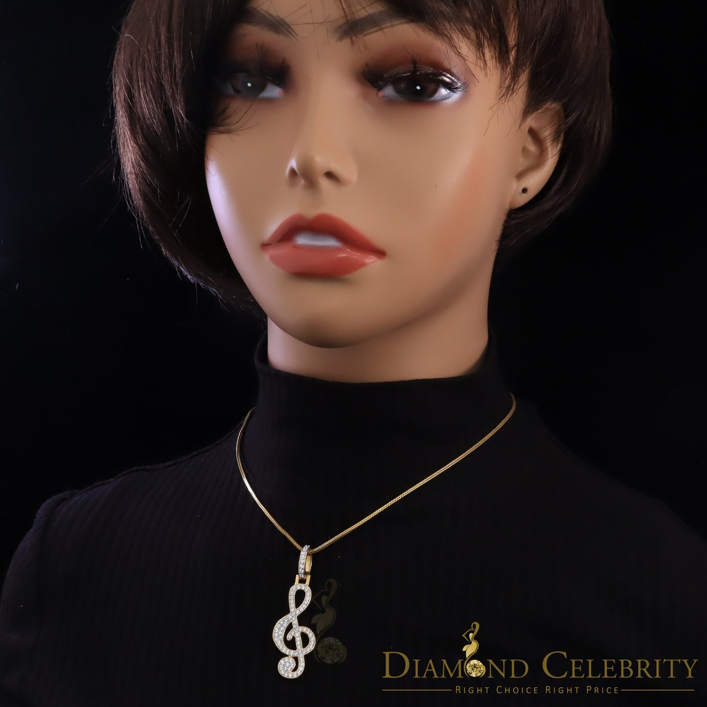 DiamondCelebritees Promise 925 Yellow Sterling Silver MUSIC SIGN Pendant with 2.34ct Cubic Zirconia