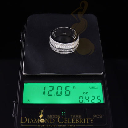 DiamondCelebritees Sterling White Silver 4.50ct Cubic Zirconia Band Fashion Men's Ring Size 9.5