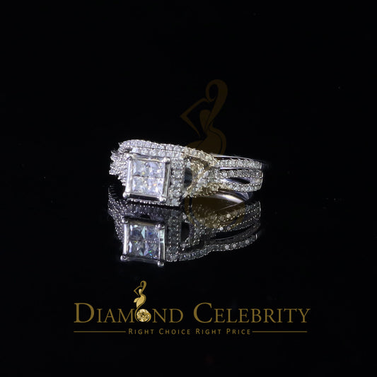DiamondCelebritees Sterling Silver White Square 1.80ct Cubic Zirconia Womens Bridal Ring Size 7